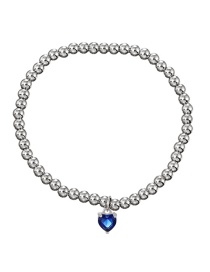 Fashion Navy Blue Bronze Zircon Beaded Heart Bracelet