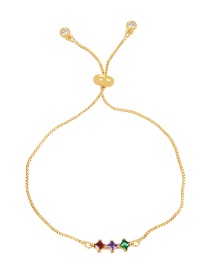 Fashion Gold-3 Bronze Zircon Square Bracelet