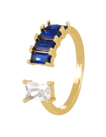 Fashion Navy Blue Bronze Zircon Square Ring