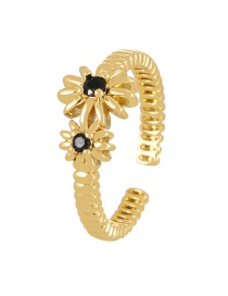 Fashion Black Bronze Zircon Flower Ring