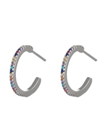 Fashion Colored Silver Copper Set Zircon C Stud Earrings