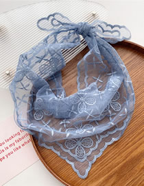 Fashion 3 Four-leaf Clover Blue Lace Embroidered Neck Scarf