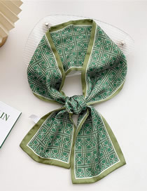 Fashion 18x Stripe C Buckle Green Geometric Print Knotted Scarf