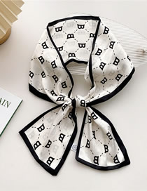 Fashion 22x Dotted Line B White Geometric Print Knotted Scarf