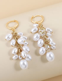 Fashion Gold Color Geometric Pearl Three-dimensional Tassel Earrings
