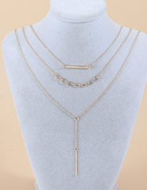 Fashion Gold Color Geometric Vertical Stripe Multi-layer Necklace
