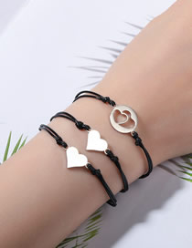 Fashion Platinum 4 Titanium Steel Heart Cord Braided Bracelet Set