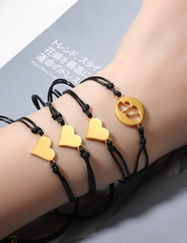Fashion Gold Coloren 5 Titanium Steel Heart Cord Braided Bracelet Set