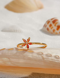 Fashion Starfish Brass And Diamond Starfish Ring