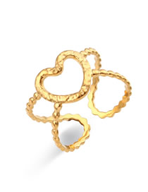 Fashion Double Open Heart Open Ring Stainless Steel Geometric Heart Open Ring