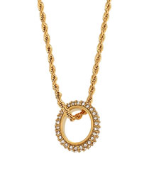 Fashion Gold Color Stainless Steel Zirconium Circle Necklace