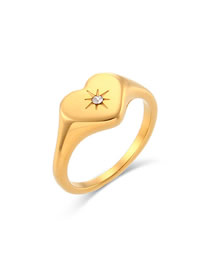 Fashion Gold Color Stainless Steel Gold Plated Zirconium Heart Ring