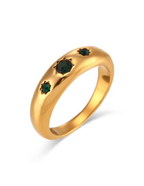 Fashion Gold Color Stainless Steel Gold Plated Zirconium Dome Ring