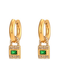 Fashion Earrings Stainless Steel Inlaid Zirconium Gold Lock Earrings