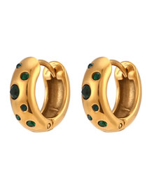 Fashion Green Diamond Stainless Steel Zirconium Round Earrings