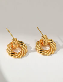 Fashion Ke0237 Copper Gold Plated Threaded Round Stud Earrings
