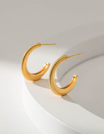 Fashion Gold Copper Gold Plated Threaded C-shaped Stud Earrings