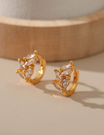 Fashion Gold Copper Gold Plated Geometric Leaf Earrings