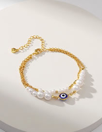 Fashion Gold Copper Gold Plated Pearl Beaded Panel Chain Eye Anklet