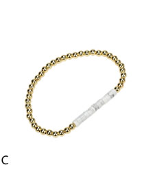 Fashion White Turquoise Geometric Gold Beaded Bracelet