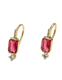 Fashion Rose Diamond Brass Gold Plated Earrings With Square Diamonds