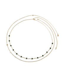 Fashion Gold + Dark Green 3458 Alloy Diamond Geometric Chain Waist Chain