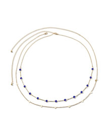 Fashion Gold + Royal Blue 3458 Alloy Diamond Geometric Chain Waist Chain