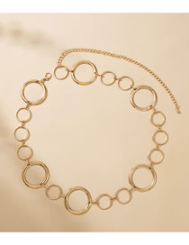 Fashion Gold Metal Geometric Ring Panel Waist Chain