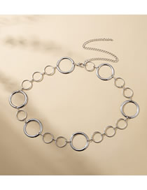 Fashion Silver Metal Geometric Ring Panel Waist Chain