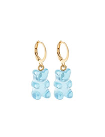 Fashion Gold + Light Blue 2669 Cartoon Gummy Bear Earrings