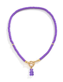 Fashion Necklace Gold + Purple 5098 Geometric Gummy Bear Ot Buckle Clay Necklace