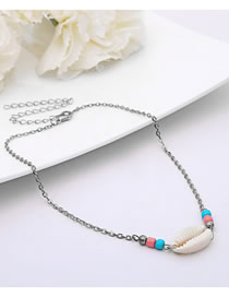 Fashion Silver Bead Contrast Shell Necklace