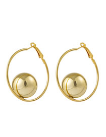 Fashion Gold Earrings 2671 Alloy Gold Bead Round Earrings