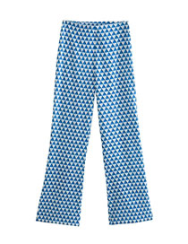 Fashion Blue Printed Geometric Straight-leg Trousers