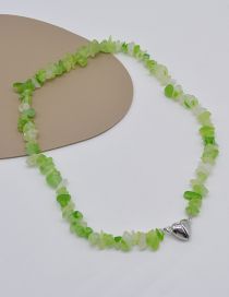 Fashion Green Irregular Gravel Beaded Magnetic Love Necklace