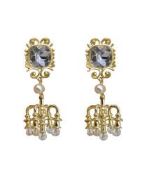Fashion Gold Alloy Diamond Crystal Lamp Earrings