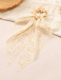 Fashion Yellow Floral Ribbon Pleated Hair Tie
