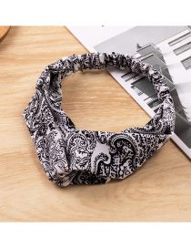 Fashion White Black-2 Fabric-print Cross-satin Headband