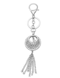 Fashion Silver Alloy Diamond Geometric Tassel Keychain  Alloy