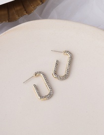 Fashion Golden  Silver Needle Full Diamond Oval Small Circle U-shaped Earrings