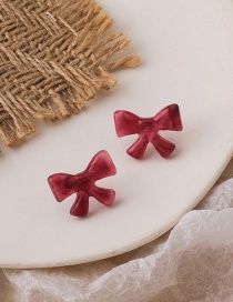 Fashion Pink Acrylic Resin Bow Earrings