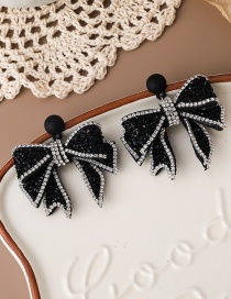 Fashion Type A Tassel Black Glitter Diamond Bow Earrings