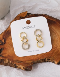 Fashion Golden Full Rhinestone Ring Chain Earrings