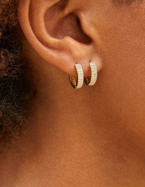 Fashion Golden Alloy Double Row Zircon Ear Ring