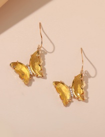 Fashion Transparent Yellow Rhinestone Butterfly Stud Earrings