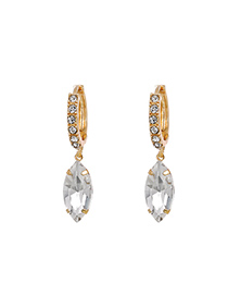 Fashion White Alloy Diamond Geometric Oval Stud Earrings