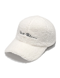 Fashion White Lamb Wool Letters Plush Baseball Cap