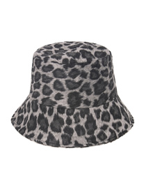 Fashion Leopard-gray Thick Houndstooth Leopard Fisherman Hat