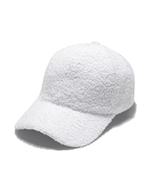 Fashion White Warm Lamb Wool Solid Color Baseball Cap