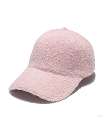 Fashion Pink Warm Lamb Wool Solid Color Baseball Cap